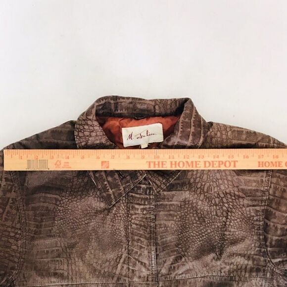 M JULIAN Leather Jacket L Large Womens Croc Print - Picture 4 of 8